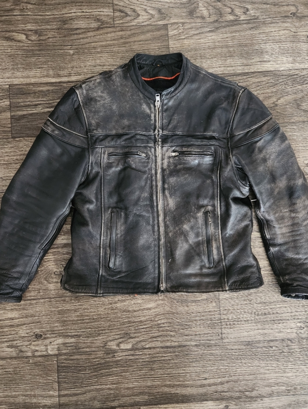 Ultimate Riders Vintage Distressed Leather Motorcycle Jacket Size XL - Picture 11 of 11